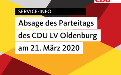 Landesparteitag des CDU LV Oldenburg wird abgesagt