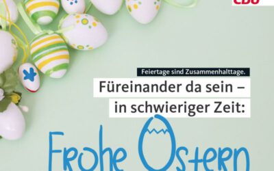 Wir wünschen Ihnen in diesem Jahr in kleinem Kreis Ihrer Lieben frohe Ostertage.