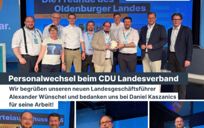 Personalwechsel beim CDU Landesverband Oldenburg: Vechtaer Politologe Philipp Alexander Wünschel ist neuer Landesgeschäftsführer